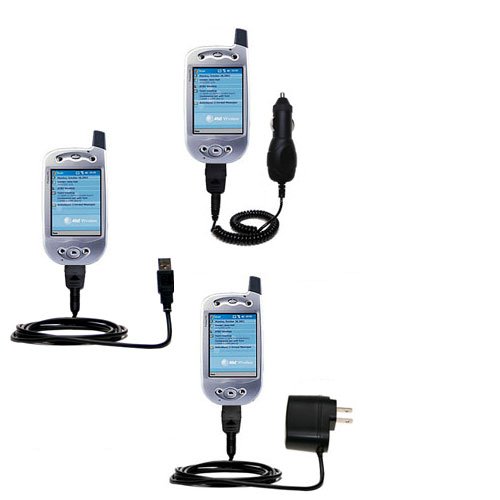 Deluxe Kit for the i-Mate PPC Phone includes a USB cable with Car and Wall Charger - Gomadic Brand w/ TipExchange Technology