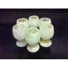 White Onyx Cordials Glasses 6 Pc Set Free Gift Box 
