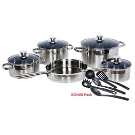 Gourmet Chef 14 Piece Stainless Steel Cookware Set.