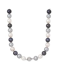 14K White Gold Multicolor Fresh Water Pearl Necklace