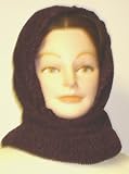 Knitted and Finished By Hand Crochet Dark Brown Chenille Balaclava Hood Scarf for Winter and Spring