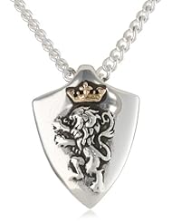 Bob Siemon Sterling Silver Narnia "Two-Tone" Reversible Shield Pendant Necklace, 20"