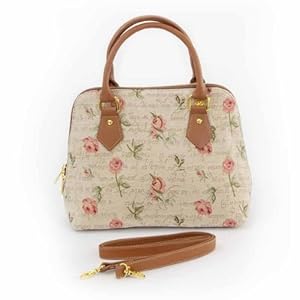 New Ladies Fashion Floral Handbags Shoulder bags Canvas Vtg Pink Rose Design - 'Lady 29 Collection'