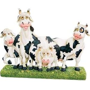 Four Funny Looking Cows Figurine 9.25" (Great For Standing On A Desk Or Table)