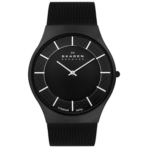 Skagen Men's 803XLTBB Titanium Collection Black Mesh Stainless Steel Watch