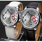 Hello Kitty Black & White Classic Watch with Free Pair of Red Heart Love Necklace from Y2B