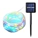 Icicle Solar Rope Lights, 33ft 100 LED Waterproof Outdoor Decoration Lighting for Indoor/Outdoor, Patio, Lawn, Garden, Christmas, and Holiday Festivals (Four Color)