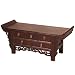 Handmade Asian Furniture - 44" Pagoda Style Console Coffee Table With Mahogany Finish - 5-Drawer