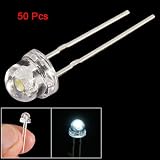 read full review 5mm Dia Clear Straw Head White LED Light Emitting Diodes 50 Pcs