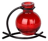 Colorful Glass Red Ball Vase With Black Metal Stand 1/pc ~ G81 Floral vase ~ Bud Vase ~ Flower Vase ~ Decorative Vase ~ Incense Holder
