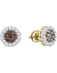 0.76CTW COGNAC DIAMOND LADIES FLOWER EARRINGS