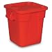 Rubbermaid Commercial Brute 28-Gallon Trash Can and Snap-Lock Lid Combo Pack, Square, Red