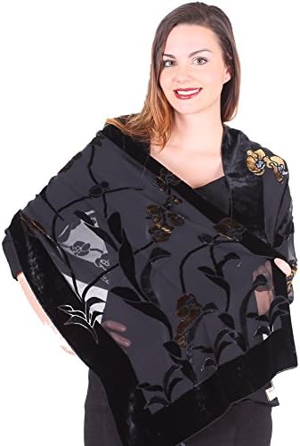 Velvet Burn-out Evening Scarf Black