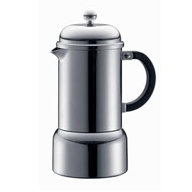 Click here to buy Bodum Chambord 12-Ounce Stainless-Steel Stovetop Espresso Maker by Bodum.