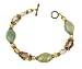 Bracelet - B50 - Handmade Genuine Tri Color Jade Gemstone and Fire-Polished Beads - Oval Semi Precious Stone and Gold Tone Metal Beads ~ Toggle Closure