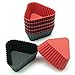 Freshware 12-Pack Silicone Mini Triangle Reusable Cupcake and Muffin Baking Cup, Black and Red Colors