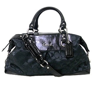 Coach Ashley Grey/Black Sateen Signature Large Satchel Bag 15440