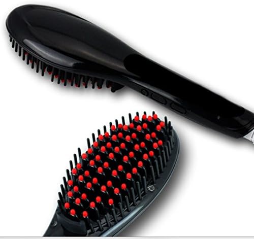 Uphair Brush Hair Straightener LCD Display, Instant Magic Silky Straight Hair Styling, Anion Hair Care, Anti Scald, Zero Damage, Massage Straightening Irons, Detangling Hair Brush (Black)