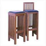 Mission Style Barstool (Brown) (30"H x 12.5"W x 12.5"D)