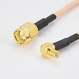 RF coaxial coax cable assembly SMA male to MCX male right angle 6''