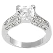 Silvertone Princess-cut and Pave-set Cubic Zirconia Ring