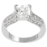 Tressa Silvertone Princess-cut and Pave-set Cubic Zirconia Ring