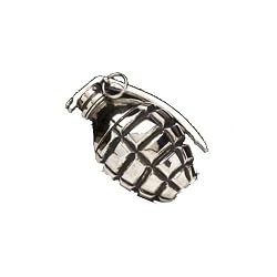 Silver Star "Grenade" Chrome Metal Belt Buckle
