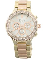 Geneva Quartz Rose Gold/Gold Dial Womens Watch