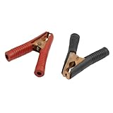 uxcell カーバッテリー鰐口クリップ　2個入り　ブラック　レッド 100A 銅のトーン　メタル先端