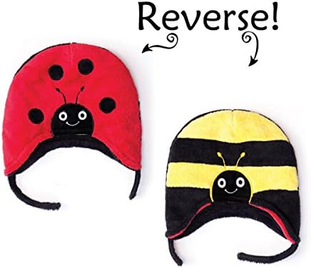 Reversible Kids Winter Hat Ladybug Bee Large