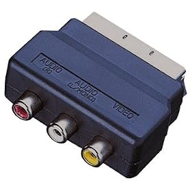 Scart Adaptor with 3 Phono Sockets (Audio Video In) - Black
