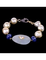 18kt Yellow Gold Diamond Gemstone Chain Bracelet Silver Fashion Jewelry