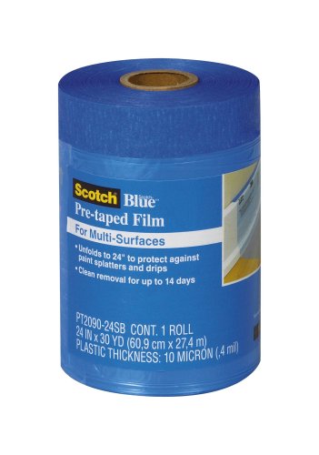 ScotchBlue Pre-taped Film, PT2090-24SB, 24 Inches by 30 Yards, 1 Roll