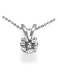 0.50 Carat (ctw) Sparkling 14k White Gold Brilliant Round Diamond Solitaire Pendant