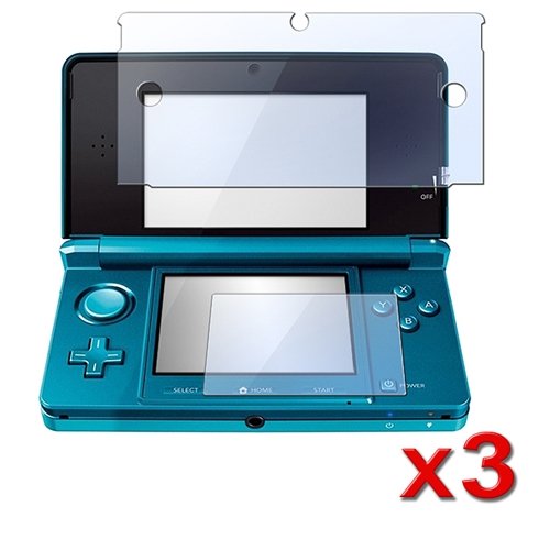 3 Pack Clear LCD Screen Protector Cover for Nintendo 3DS (Set of 2 - Top and Bottom Cover)