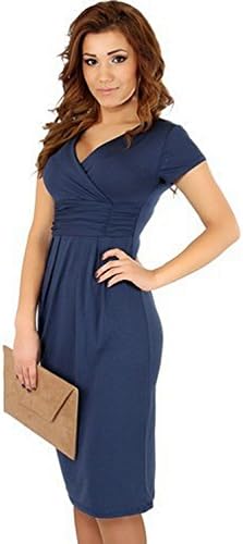 Sexy Mama Womens Maternity Pregnancy Short Sleeve Sweet Heart Evening Dress (S, navy)