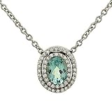 Aquamarine(.79ct) & Diamond(.18ct) Pendant on Chain