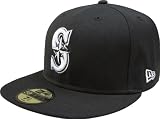 MLB Seattle Mariners Black with White 59FIFTY Fitted Cap (7 3/8)