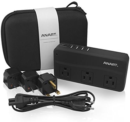 ANART® 200W Travel Voltage Converter, 220V to 110V Power Converter with 8.5A 4 USB Charging Ports, with Storage Carrying Bag