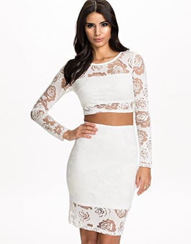 NLY One Women's Burn Out Crop Top White Size Medium 65% cotton and 35% polyester.