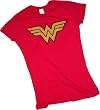Wonder Woman Logo Crop Sleeve Fitted Juniors T-Shirt