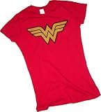 Wonder Woman Logo Crop Sleeve Fitted Juniors T-Shirt