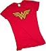 Wonder Woman Logo Crop Sleeve Fitted Juniors T-Shirt