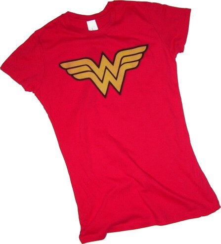  Wonder Woman Logo Crop Sleeve Fitted Juniors T-Shirt