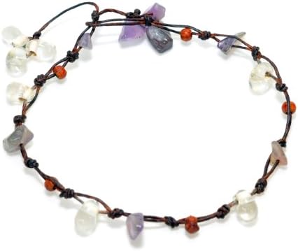 Ankle Bracelet White Amethyst Stone handmade bohemian boho vintage hippie fashion tribal anklet (10")