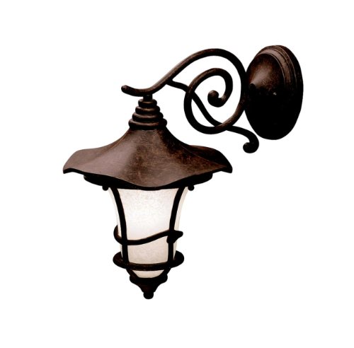 Kichler Lighting Kichler 9353AGZ Cotswold 1-Light Outdoor Wall Lantern, Aged Bronze with Weathered White Glass