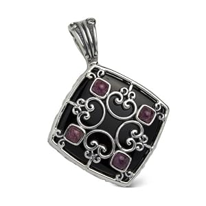 Carolyn Pollack Sterling Silver Fabulous Fuchsias Ruby and Agate Enhancer by
