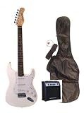 Outlaw by Huntington 39" Full Size White Electric Guitar with 10 Watt Amp (Includes, Gig Bag, Whammy Bar, Strap, Cable, Pick, Strings, eBook, Free Mini Rubber Guitar & Pick)