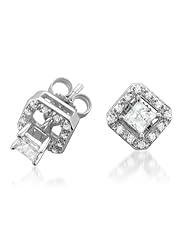 14k White Gold Princess-cut Diamond Stud with Removable Jacket Earrings (1/2 cttw, I-J, I2-I3)
