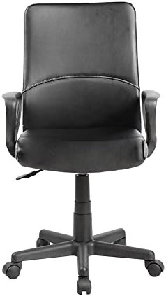 goldhik PU Material Ergonomic Lumbar Support Swivel Computer Office Chair (Black-PU Base)